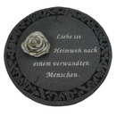 Gedenkplatte rund anthrazit Motiv Rose aufgesetzt mit...