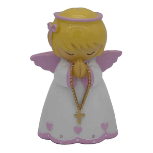 Baby Girl Engel Statue betend weiß / rosa Mädchen kindgerecht 7,5 cm Schutzengel Taufengel Geburt