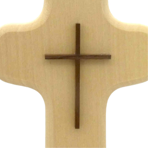 Wandkreuz Holz natur Kreuz in Kreuz Auflage Holzkreuz dunkel 14,5 x 10 cm
