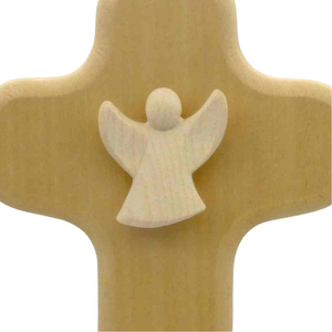 Kinderkreuz Ahorn hell Schutzengel Engel Holz 14,5  x 10 cm Taufkreuz Geburt Kommunion