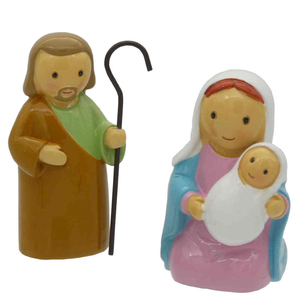 Krippenfiguren Set - Krippenszene Heilige Familie kindgerechte Figuren 6,5 - 7,5 cm
