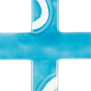 Glaskreuz hellblau modern - Sonne Fusingglas Handarbeit 20 x 13 cm Wandkreuz Unikat