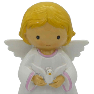 Baby Girl Engel Statue mit Taube wei / rosa Mdchen kindgerecht 7,5 cm Schutzengel Taufengel Geburt