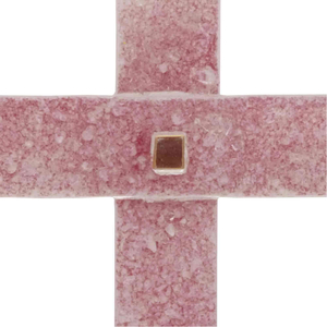 Glaskreuz rosa Fusingglas & Gold 16 x 10,5 x 2,5 cm Wandkreuz Relief Unikat Taufkreuz Mädchen