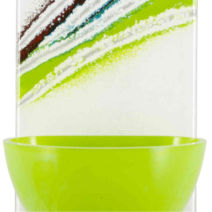 Weihwasserkessel Glas modern weiß braun grün blau Fusingglas 15 x 6,5 x 5 cm Unikat