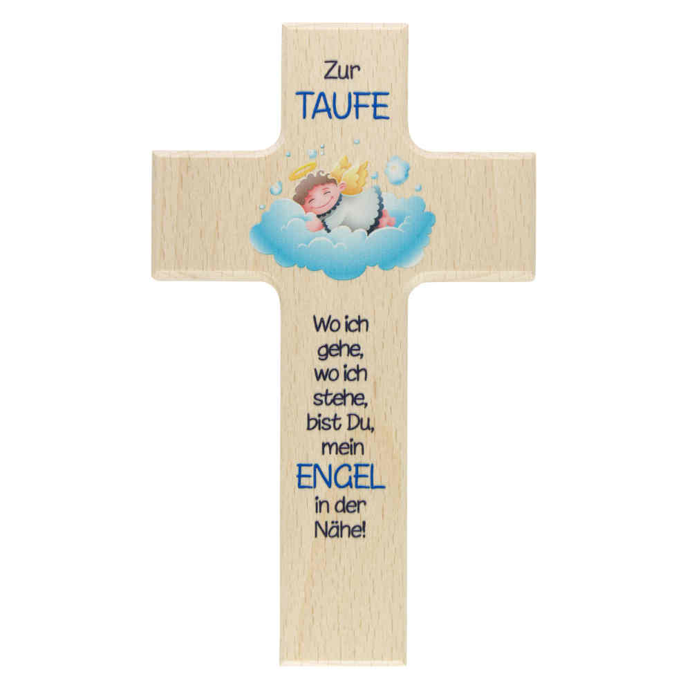 Set 2 teilig Kinderkreuz m.Keramikengel Taufkreuz Taufe Geburt Taufgeschenk 