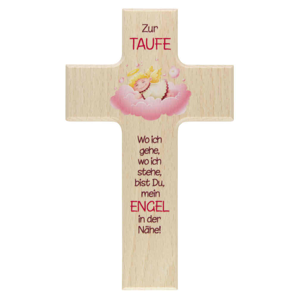 Kinderkreuz Holzkreuz Taufkreuz rosa Geburt Taufgeschenke Taufe Kommunuion