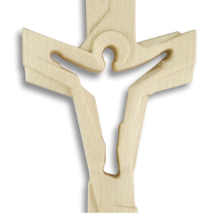 Wandkreuz / Auferstehungskreuz geschnitzt Holz naturfarben Korpus durchbrochen 10 cm