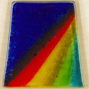 Weihwasserkessel Berg Ahorn natur Glasauflage Regenbogen blau 11 x 8,5 cm