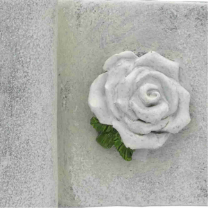 Gedenkrolle grau Motiv Rose Unvergessen Polyresin 20,5 x 9,5 x 7 cm Grabschmuck