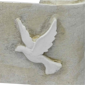 Gedenkrolle grau Motiv weiße Taube In Liebe Polyresin 20,5 x 9,5 x 7 cm Grabschmuck