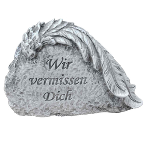 Stein mit Engelflügel - Wir vermissen Dich - Polyresin 13,5 x 4 x 9 cm