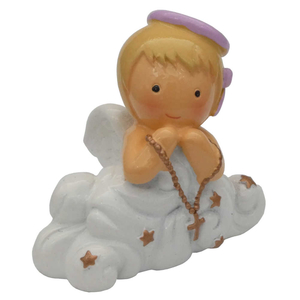 Baby Girl Engel Statue betend Wolke weiß / rosa Mädchen kindgerecht 6 cm Schutzengel Taufengel Geburt