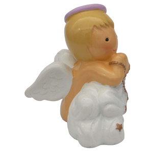 Baby Girl Engel Statue betend Wolke weiß / rosa Mädchen kindgerecht 6 cm Schutzengel Taufengel Geburt