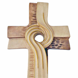 Wandkreuz Holz Motiv Spirale 2-fach gebeizt 24 x 12 cm Holzkreuz Schmuckkreuz