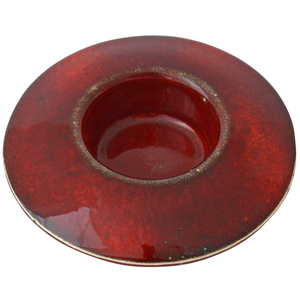 Teelichthalter rund Keramik Rot 10 cm Handarbeit Unikat Kerzenhalter