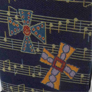 Gotteslobhülle Stoff blau Reißverschluss Motiv Notenzeile Noten Kreuze 19 x 13 cm