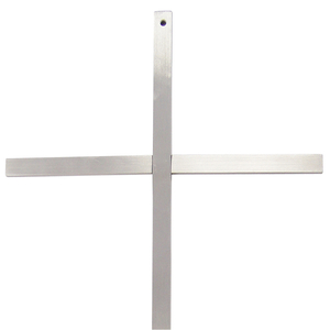 Wandkreuz modern Edelstahl - Kreuz silber matt 25 x 17 cm Stäbe kantig Edelstahlkreuz