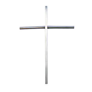 Wandkreuz modern Edelstahl - Kreuz silber matt 17 x 12 cm Balken rund - kantig Edelstahlkreuz