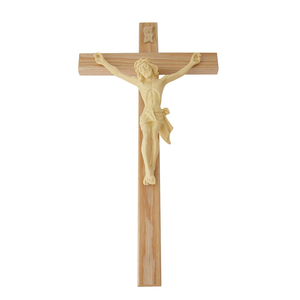 Wandkreuz / Kruzifix Esche natur mit hellem Kunststoff Christuskörper 30 cm
