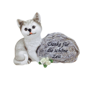 Katzen Trauerstein / Erinnerungsstein - Danke für die schöne Zeit - Polyresin 19 x 7 x 14 cm