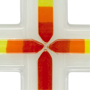 Wandkreuz Glas weiß modern mit Regenbogen Auflage 19 x 13  cm Glaskreuz Schmuckstück