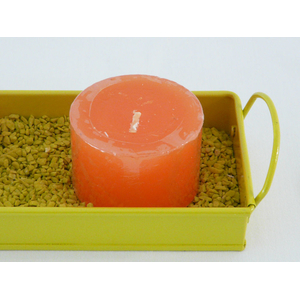 Kerzen orange mit Tablett und Dekosteine gelb Kerzendekorations-Set Dekoration