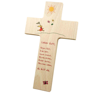 Kinderkreuz Lieber Gott - Motiv Sonne Holz 20 x 12 cm