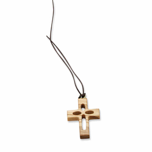 Halskette mit Olivenholz Kreuz 4,2 cm am Band