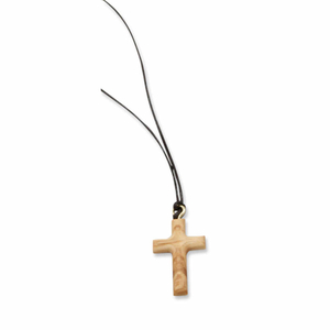 Halskette mit Olivenholz Kreuz am Band 3,5 cm