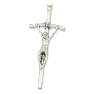 Rosenkranz Kreuz Metall silber Papst 4,5 cm