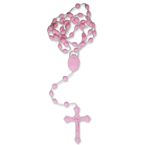 Kunststoff Rosenkranz rosa mit Kunststoffkreuz / Kruzifix 42 cm