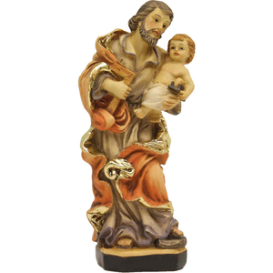 Heiliger Josef mit Jesuskind und Winkel - Schutzpatron Polyresin 20 cm