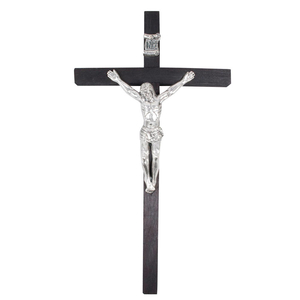 Handkreuz / Sterbekreuz Holz schwarz mit Christuskörper ohne Ring 13 cm