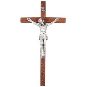 Handkreuz / Sterbekreuz Holz braun mit Christuskörper ohne Ring 13 x 7 cm