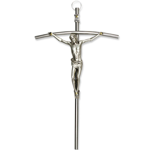 Wandkreuz / Kruzifix Nickel silberfarben mit Christuskorpus 20 cm