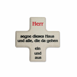 Haussegen - Herr segne dieses Haus - Holzkreuz 14 x14 cm