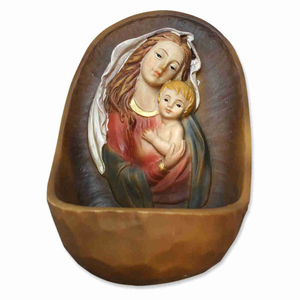 Weihwasserkessel Madonna mit Kind bunt bemalt Polyresin 12 cm