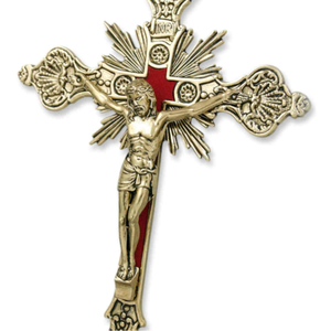 Wandkreuz / Kruzifix antik Metall goldfarben mit Christuskörper 20 cm
