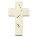 Rosenkranz Kreuz Holz natur mit PAX - Symbol 3,5 cm
