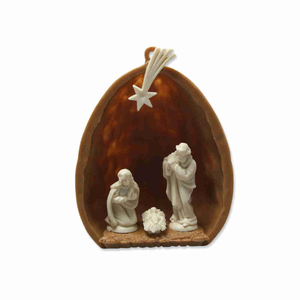 Nußschalen-Krippe Heilige Familie Polyresin 4,5 cm