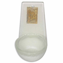 Weihwasserkessel & Leuchter Friedenstaube / Blattgold Glas weiß 10 x 5,5 cm